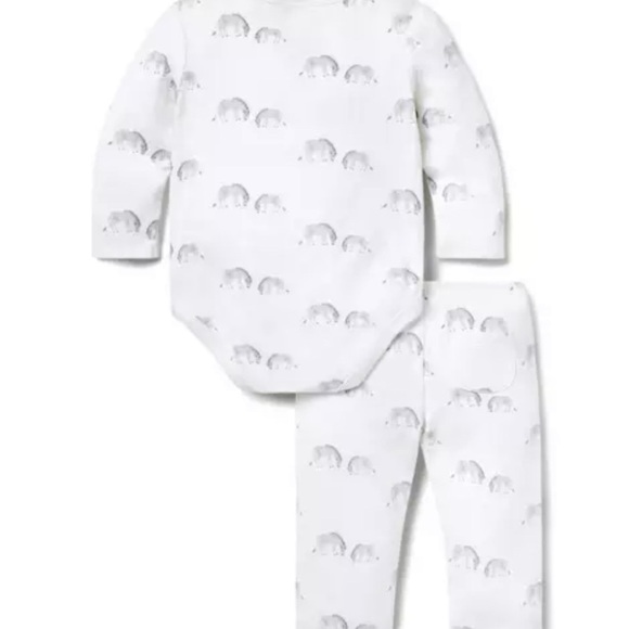 White Baby Onesie and Pants Set with Elephant Print by Janie and jack - Picture 2 of 4